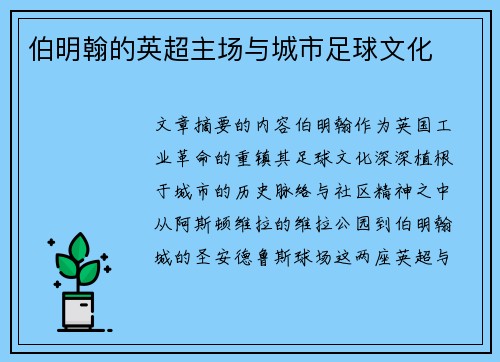 伯明翰的英超主场与城市足球文化